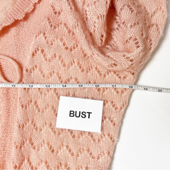 VTG Victoria’s Secret Y2K Tie Front Cardigan XS sweater blush pink pointelle - Picture 10 of 12